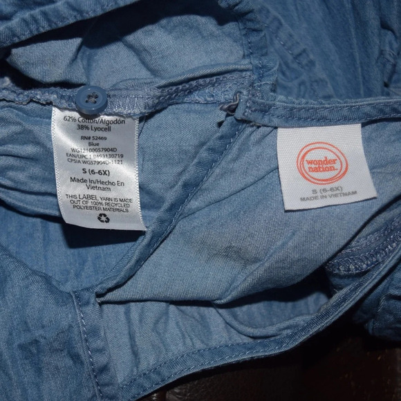 WONDER NATION Chambray Girls Ruffle Dress Size S 6/6X - Picture 3 of 4